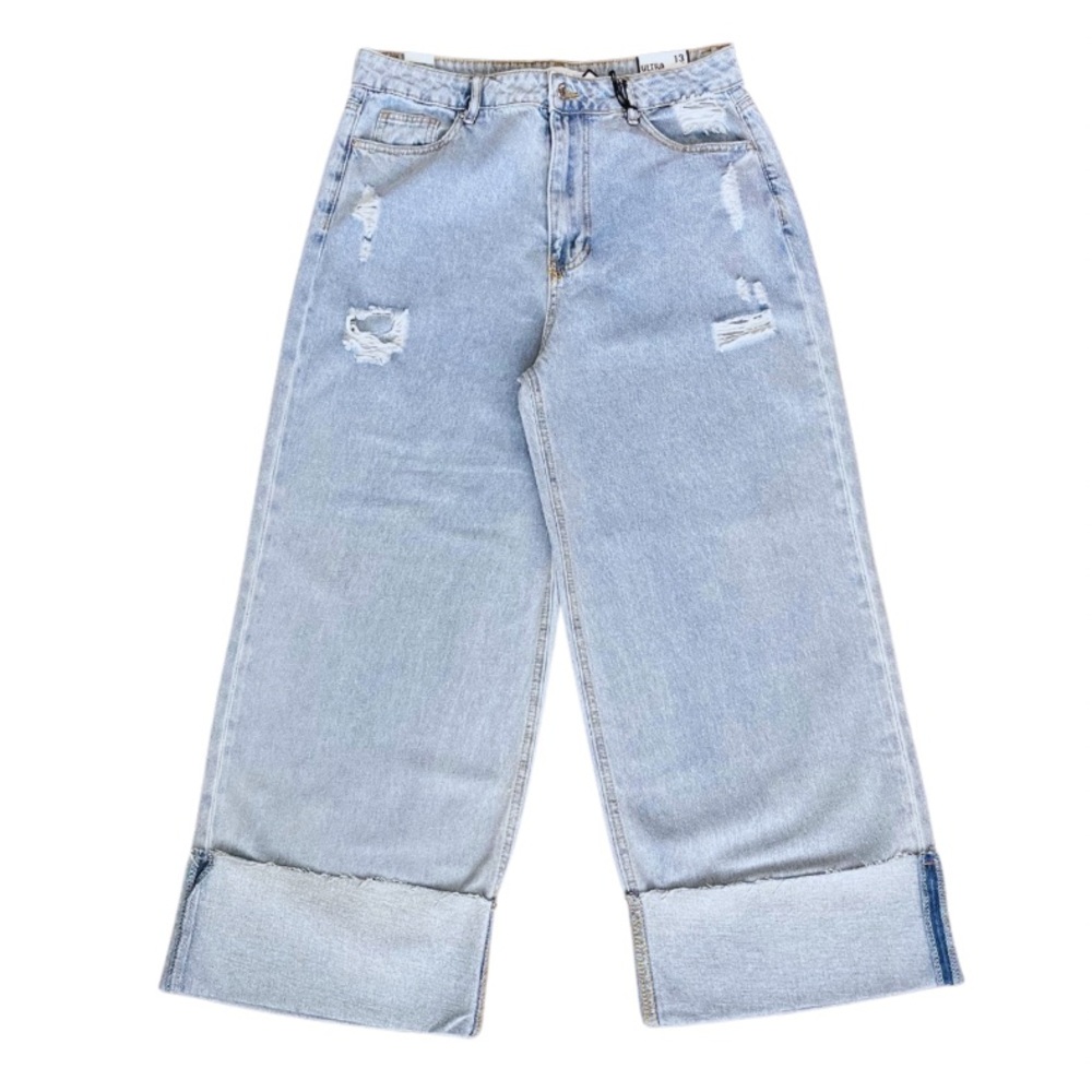 ALMOST FAMOUS || ULTRA HIGH RISE WIDE LEG || LIGHT BLUE DENIM || SIZE: 13
